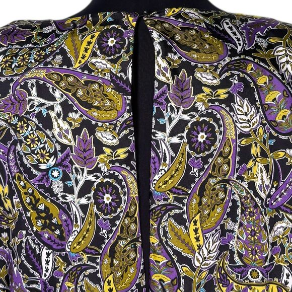 ZARA Womens Dress XL Satin Paisley Print Boho Long Sleeve Mini Elastic Waist NWT - Picture 10 of 11